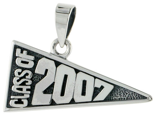 Sterling Silver Class of 2007 Graduation Charm, 1 1/8 inch wide