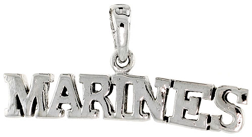 Sterling Silver US MARINES Word Charm, 1 1/4 inch wide 