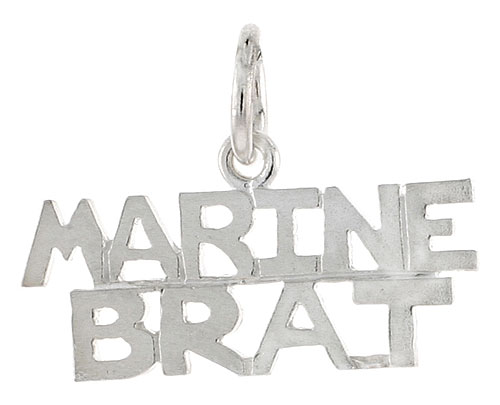 Sterling Silver MARINE BRAT Word Charm, 1 inch wide