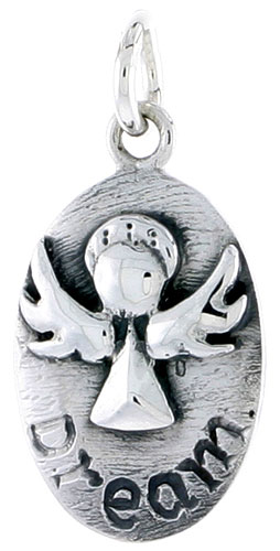 Sterling Silver Guardian Angel DREAM Inspirational Charm, 3/4 inch tall