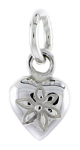 Sterling Silver Tiny Heart Charm, 3/8 inch tall