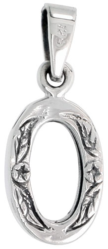Sterling Silver Mini Photo Frame Floral Designed Charm, 3/4 inch tall