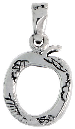 Sterling Silver Mini Photo Frame Apple Cut-out Charm, 5/8 inch tall