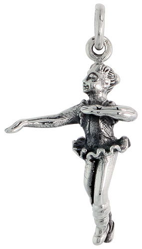 Sterling Silver Ballerina Charm, 1 1/16 inch tall