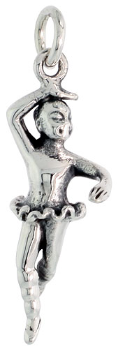 Sterling Silver Ballerina Charm, 1 1/8 inch tall