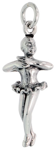 Sterling Silver Ballerina Pique Turn Position Charm, 1 1/8 inch tall