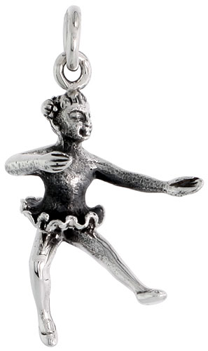 Sterling Silver Ballerina Charm, 1 inch tall