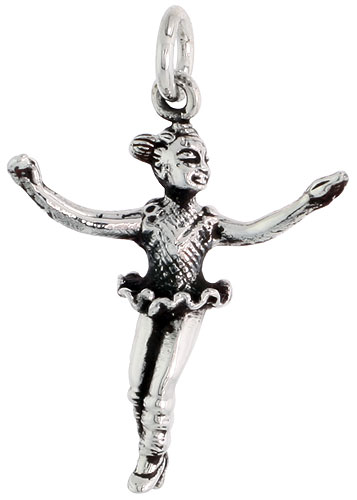Sterling Silver Ballerina Charm, 1 1/8 inch tall