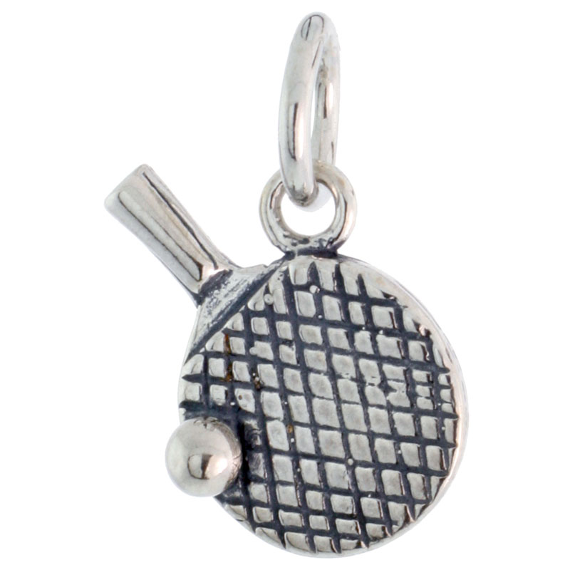 Sterling Silver Ping Pong Charm, 1/2 inch wide 