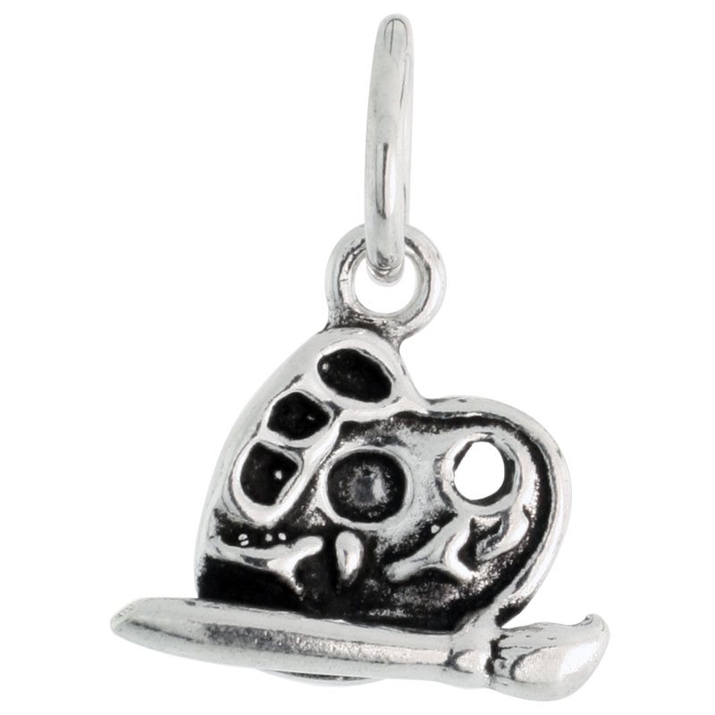 Sterling Silver Tiny Painter's Palette Charm, 1/2 inch wide 