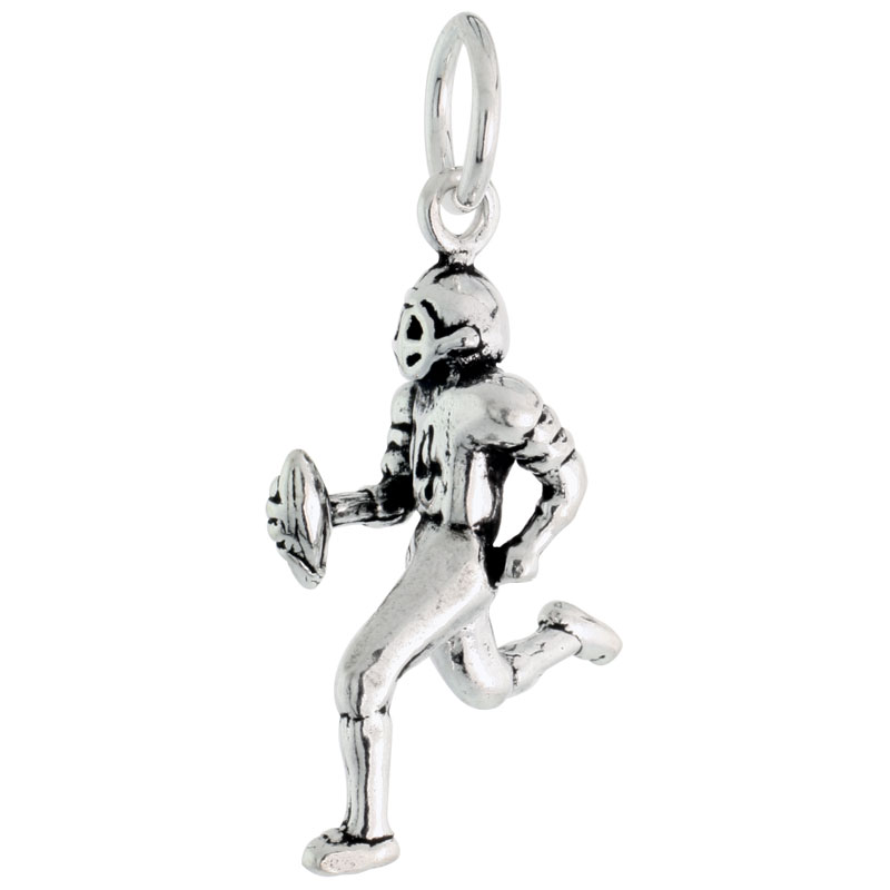 Sterling Silver Football Player Charm, 7/8 inch tall