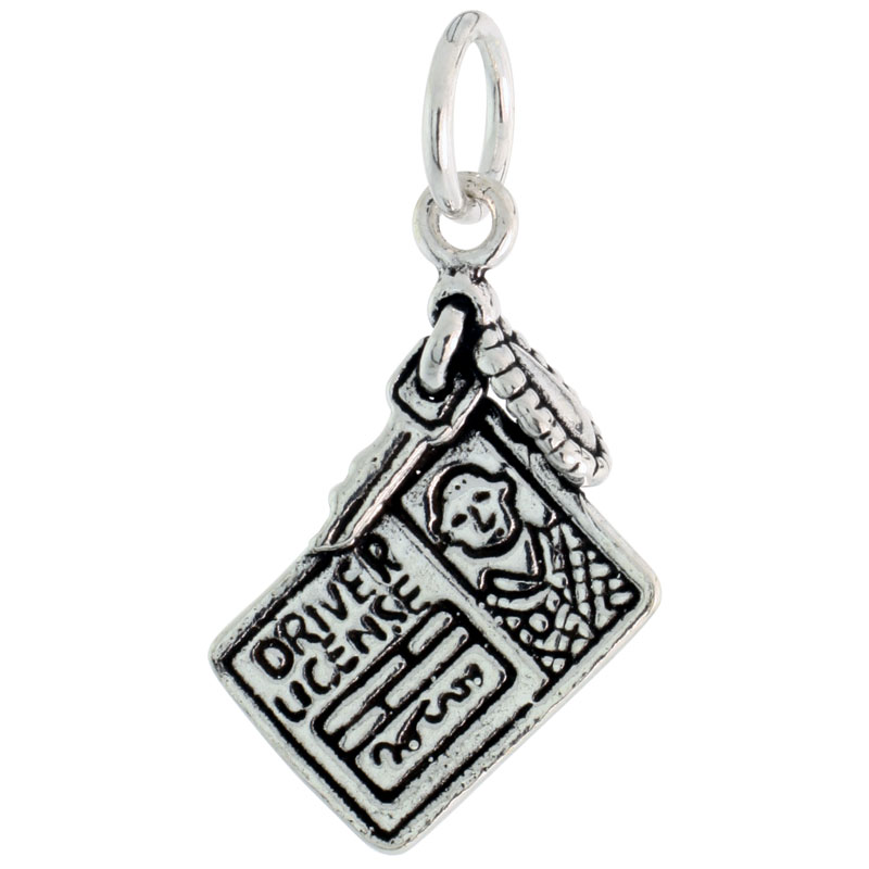 Sterling Silver Driver License Charm, 7/8 inch tall