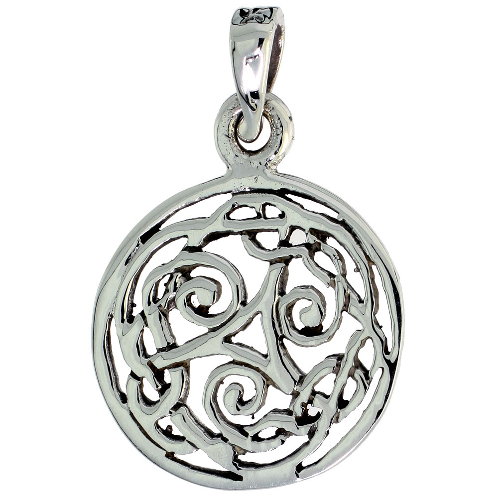 Sterling Silver Celtic Whirl Round Charm, 3/4 inch 