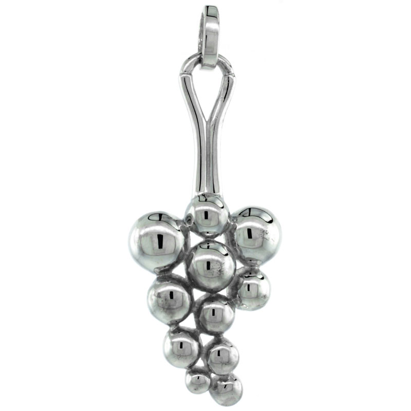 Sterling Silver Clustered Grapes Pendant High Polished Finish, 1 11/16 inch