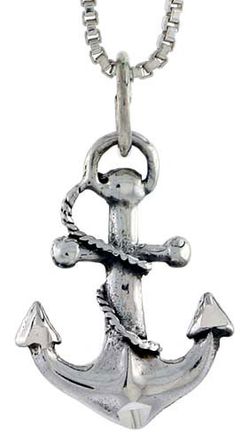 Sterling Silver Anchor Pendant, 3/4 inch tall