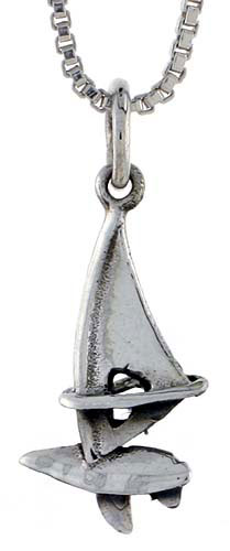Sterling Silver Sailboat Pendant, 1 inch tall