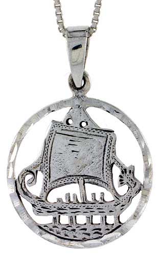 Sterling Silver Sailboat Pendant, 1 1/16 inch tall