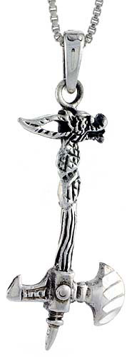Sterling Silver Axe Pendant, 1 1/2 inch tall