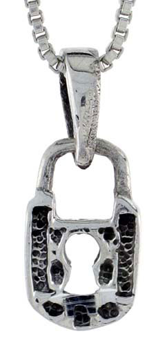 Sterling Silver Padlock Pendant, 1/2 inch tall