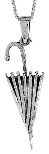 Sterling Silver Umbrella Pendant, 1 1/2 inch tall