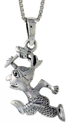 Sterling Silver Native American Warrior Caricature Pendant, 1 inch tall