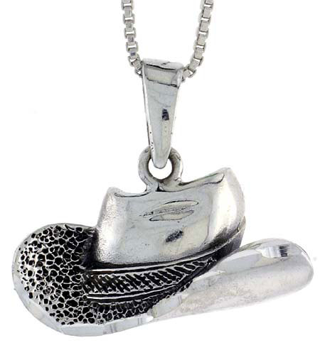 Sterling Silver Cowboy Hat Pendant, 1 inch tall