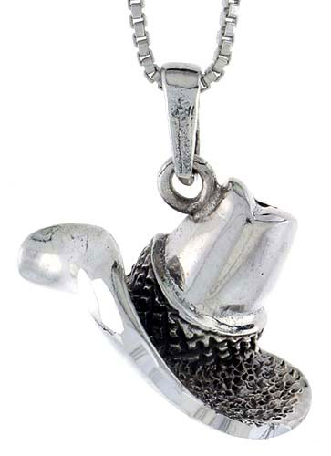 Sterling Silver Cowboy Hat Pendant, 3/4 inch tall