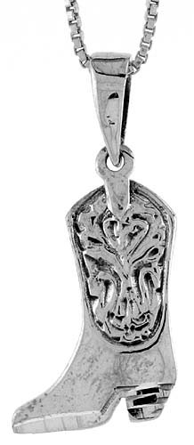 Sterling Silver Cowboy Boot Pendant, 3/4 inch tall