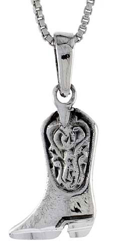 Sterling Silver Cowboy Boot Pendant, 5/8 inch tall