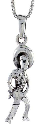 Sterling Silver Cowboy Pendant , 1 inch tall
