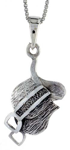 Sterling Silver Saddle Pendant, 1 inch tall