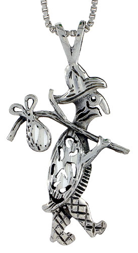 Sterling Silver Walking Turtle Pendant, 1 1/8 inch tall