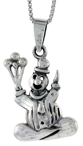 Sterling Silver Clown Pendant, 1 inch tall