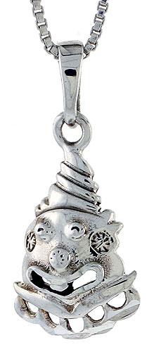 Sterling Silver Crying Clown Pendant,3/4 inch tall