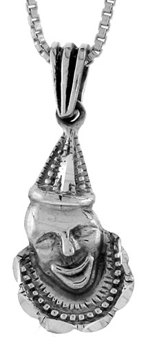 Sterling Silver Clown Pendant, 3/4 inch tall