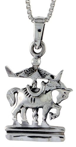 Sterling Silver Carousel Horse Pendant, 3/4 inch tall