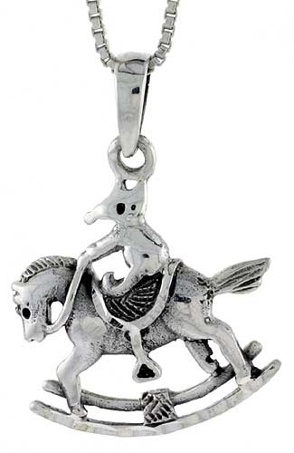 Sterling Silver Rocking Horse Pendant, 3/4 inch tall