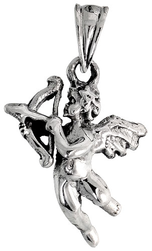 Sterling Silver Cupid Pendant 5/8 inch tall