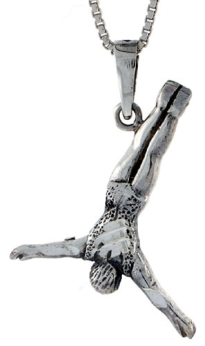 Sterling Silver Diver Pendant, 1 1/16 inch tall