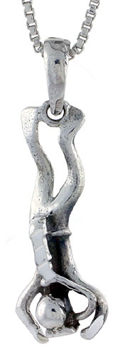 Sterling Silver Scuba Diver Pendant, 1 1/8 inch tall