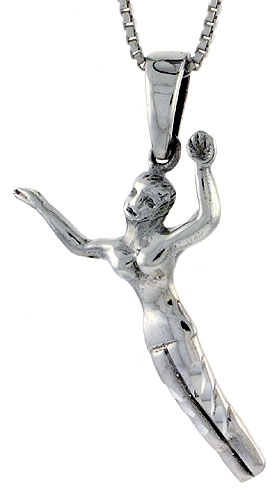 Sterling Silver Gymnast Pendant, 1 3/8 inch tall
