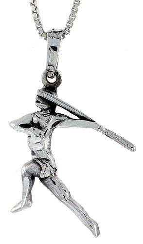 Sterling Silver Javelin Thrower Pendant, 1 1/4 inch tall