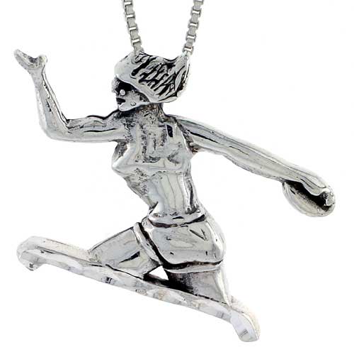 Sterling Silver Discus Thrower Pendant, 1 1/4 inch tall