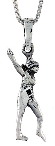 Sterling Silver Gymnast Pendant, 1 1/8 inch tall
