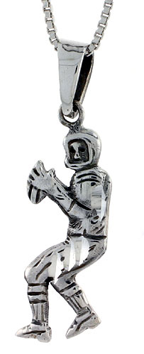 Sterling Silver Football Player Pendant, 1 3/8 inch tall