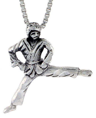 Sterling Silver Judo / Karate Pendant, 3/4 inch tall