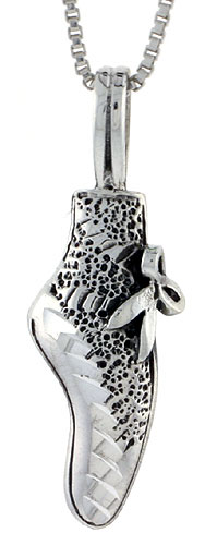 Sterling Silver Ballet Shoes Pendant, 1 3/8 inch tall