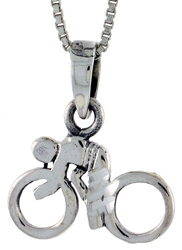 Sterling Silver Cyclist Pendant, 7/8 inch 