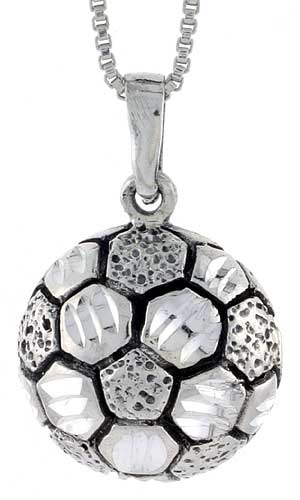 Sterling Silver Soccer Ball Pendant, 1 inch 