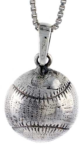 Sterling Silver Baseball Pendant, 1 inch 